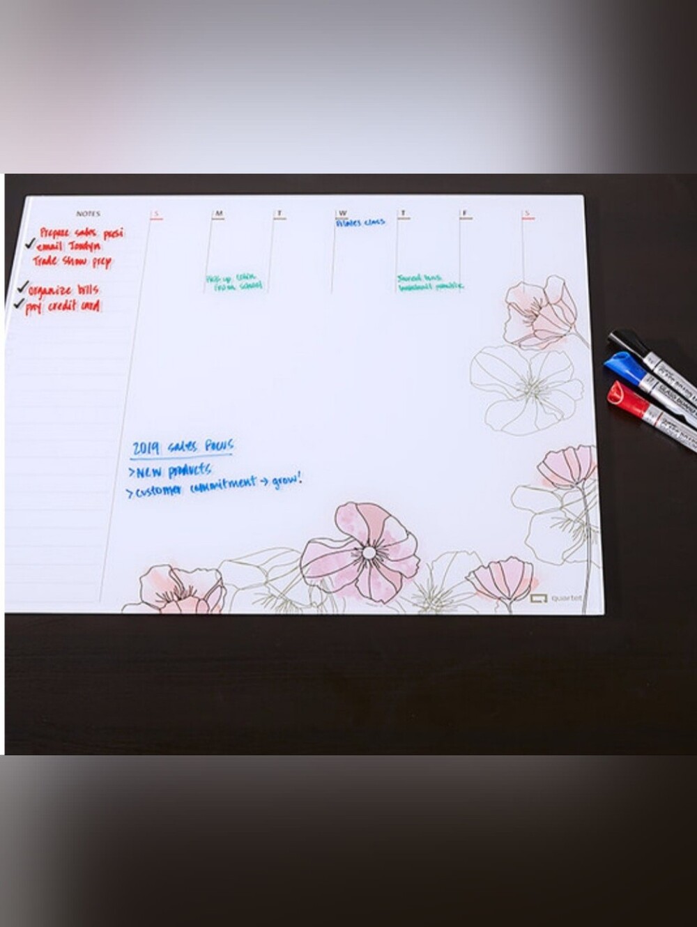 Quartet Glass Dry-Erase Weekly Planner